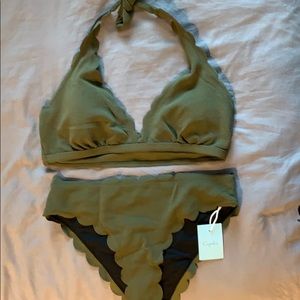 Olive Green Scalloped Bikini